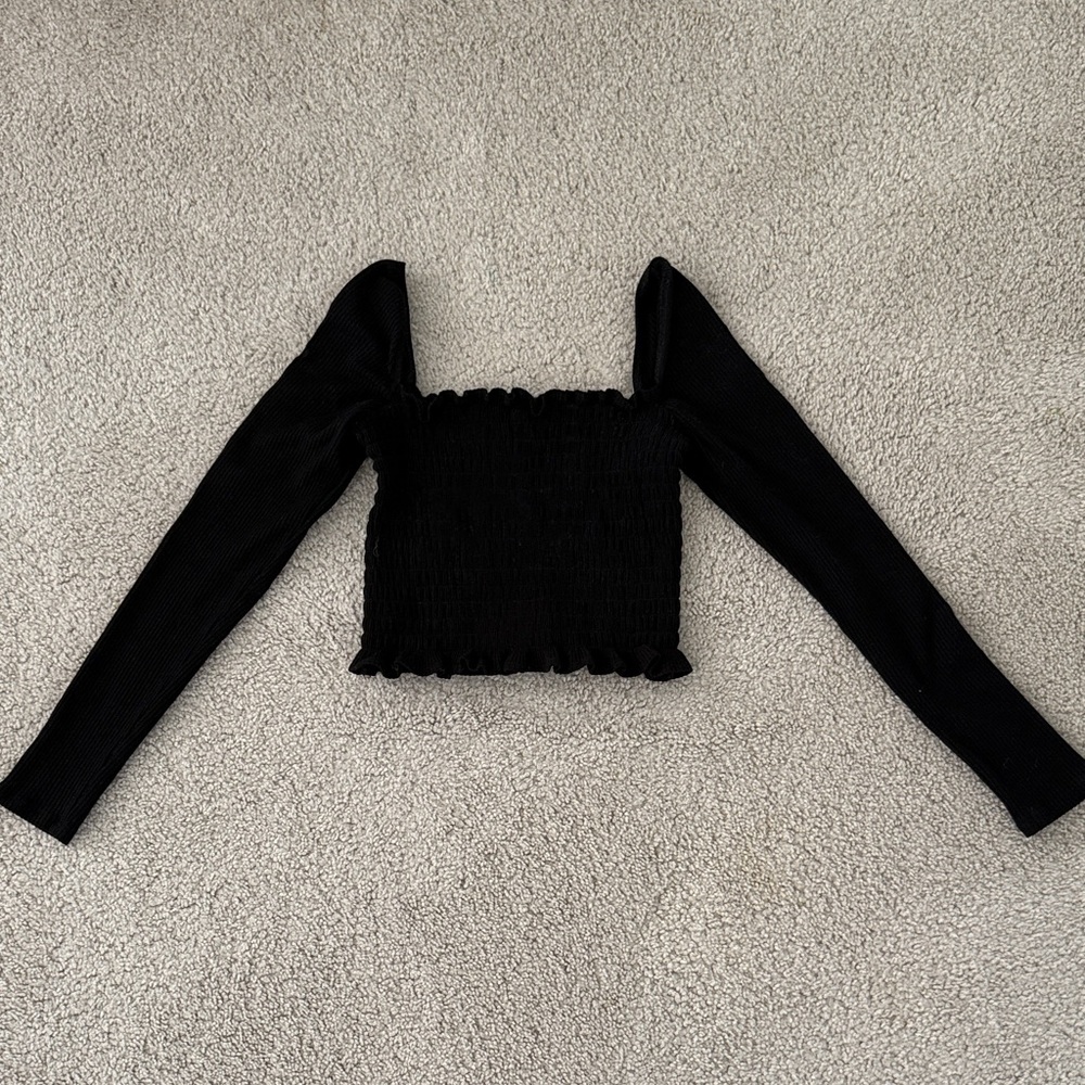 Reformation Square Neck Black Long Sleeve Women's Top